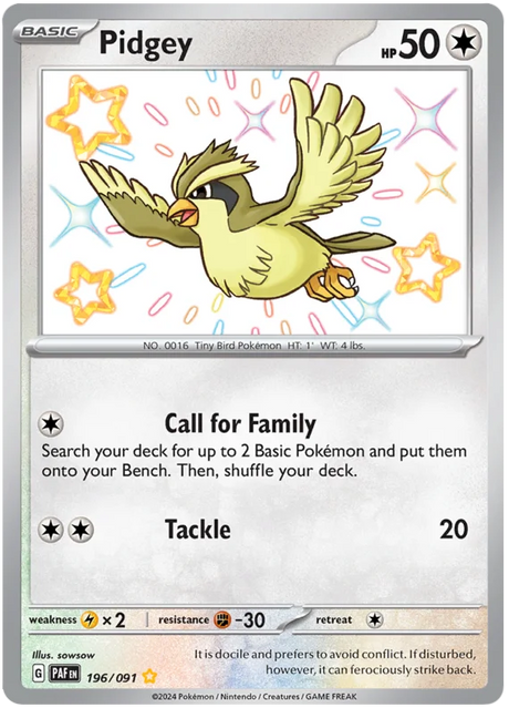 Pidgey Paldean Fates Pokemon Card Single 196/091