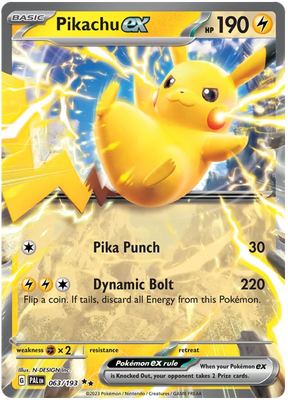 Pikachu ex Paldea Evolved Single Pokemon Card