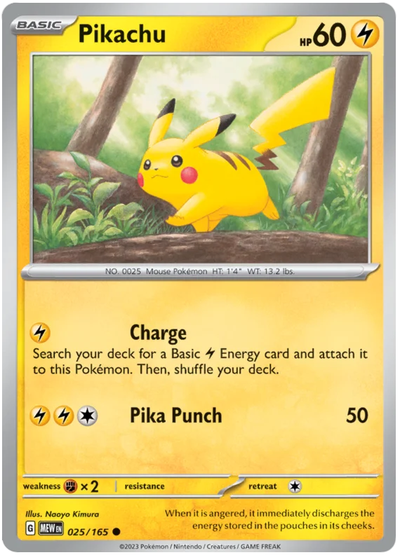 Pikachu 151 Single Pokemon Card 025/165 Favorite Hobby Pikachu 151 Single Pokemon Card 025/165 Favorite Hobby