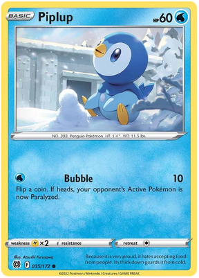 Piplup Brilliant Stars Pokemon Card Singles 035/172