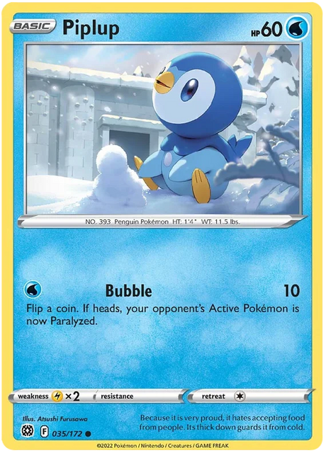 Piplup Brilliant Stars Pokemon Card Singles 035/172