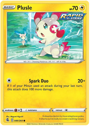 Plusle Fusion Strike Pokemon Card Singles 089/264