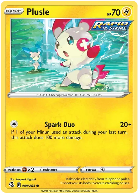 Plusle Fusion Strike Pokemon Card Singles 089/264