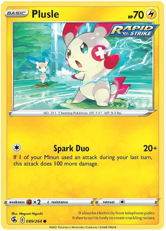 Plusle Fusion Strike Pokemon Card Singles 089/264