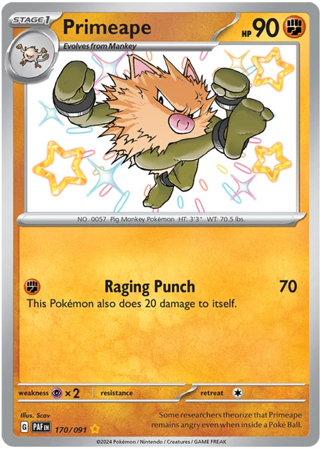 Primeape Paldean Fates Pokemon Card Single 170/091