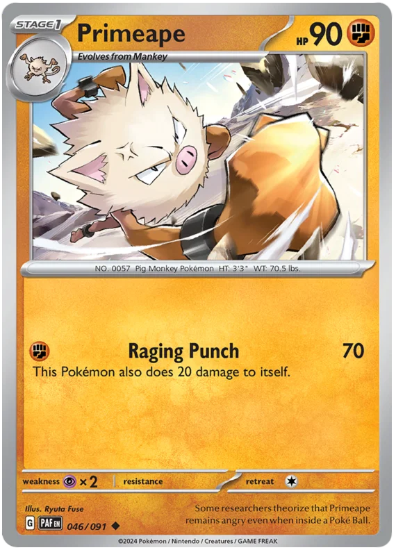 Primeape Paldean Fates Pokemon Card Single 046/091