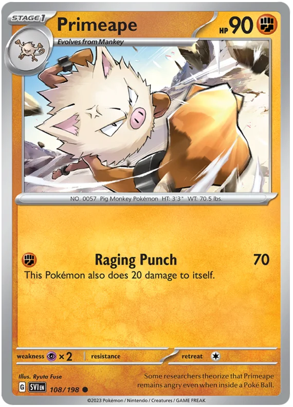 Primeape Scarlet & Violet Base Set Pokemon Card Single