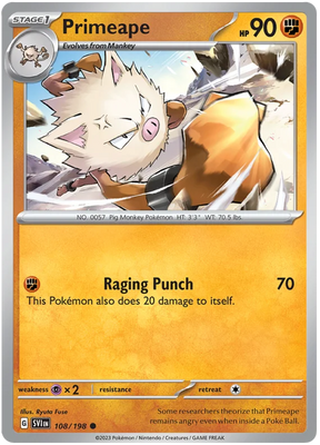 Primeape Scarlet & Violet Base Set Pokemon Card Single