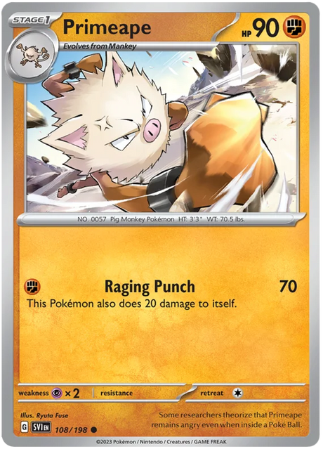 Primeape Scarlet & Violet Base Set Pokemon Card Single