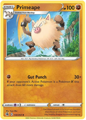 Primeape Fusion Strike Pokemon Card Singles 134/264