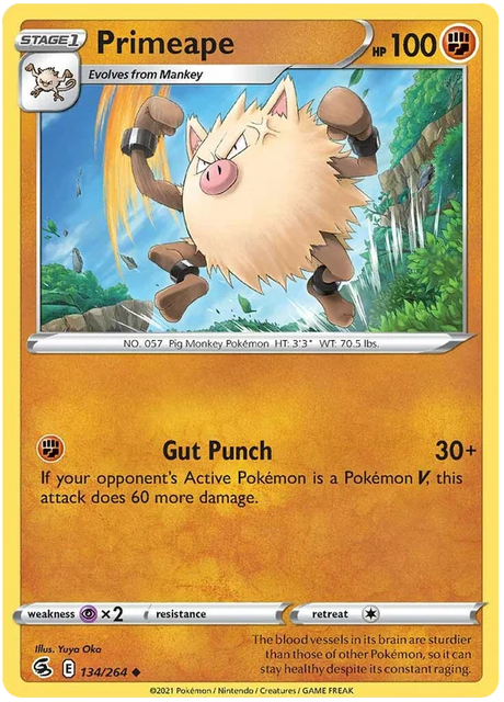 Primeape Fusion Strike Pokemon Card Singles 134/264