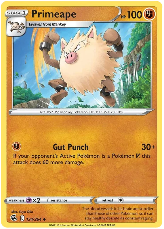 Primeape Fusion Strike Pokemon Card Singles 134/264