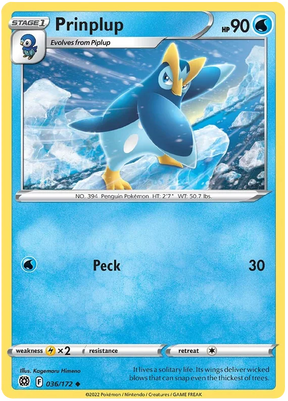 Prinplup Brilliant Stars Pokemon Card Singles 036/172