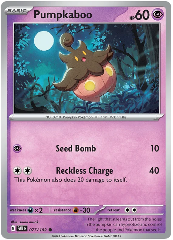 Pumpkaboo Paradox Rift Single Pokemon Card 077/182