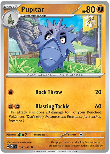 Pupitar Obsidian Flames Single Pokemon Card