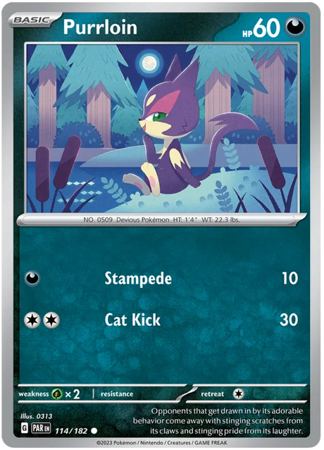 Purrloin Paradox Rift Single Pokemon Card 114/182