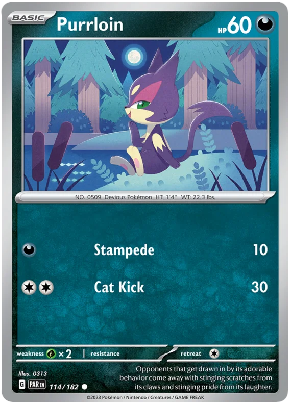 Purrloin Paradox Rift Single Pokemon Card 114/182
