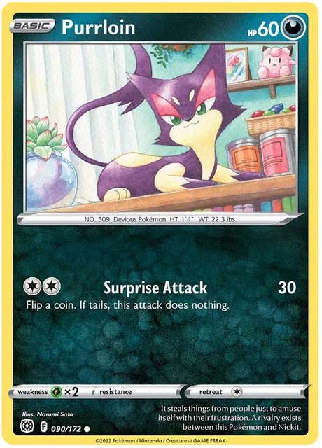 Purrloin Brilliant Stars Pokemon Card Singles 090/172