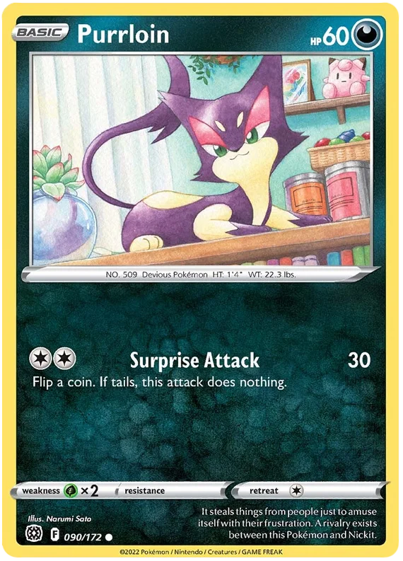 Purrloin Brilliant Stars Pokemon Card Singles 090/172