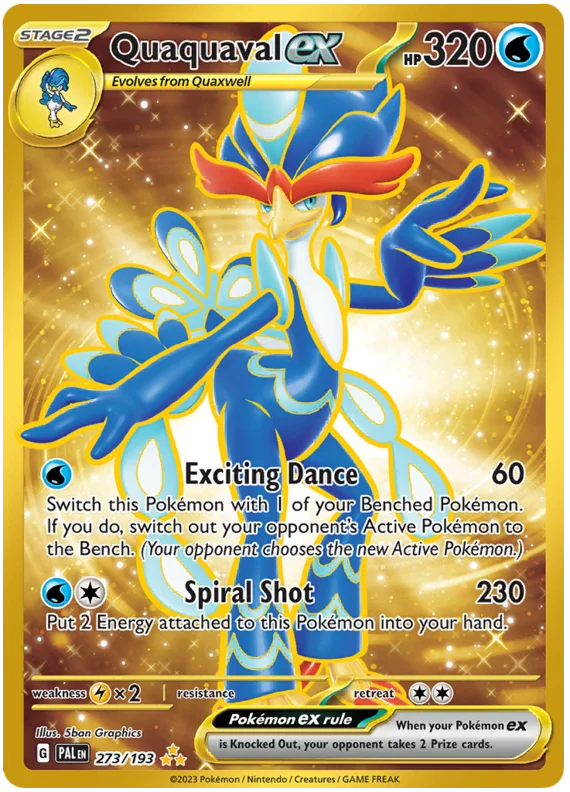 Quaquaval ex Gold Paldea Evolved Single Pokemon Card