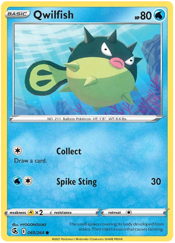 Qwilfish Fusion Strike Pokemon Card Singles 060/264