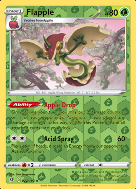 Flapple 022/192, Rebel Clash, Reverse Holo finish, representative matte composite
