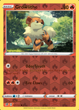 Growlithe 027/192, Rebel Clash, Reverse Holo finish, representative matte composite