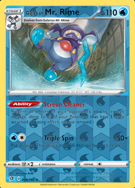 Galarian Mr. Rime 038/192, Rebel Clash, Reverse Holo finish, representative matte composite