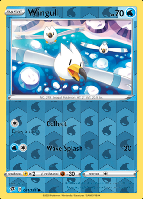 Wingull 041/192, Rebel Clash, Reverse Holo finish, representative matte composite
