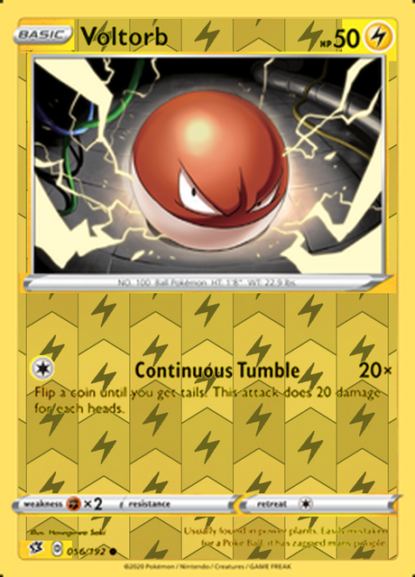 Voltorb 056/192, Rebel Clash, Reverse Holo finish, representative matte composite