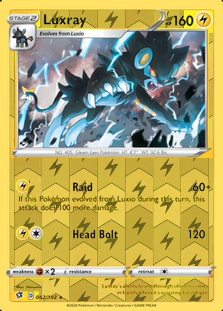 Luxray 062/192, Rebel Clash, Reverse Holo finish, representative matte composite