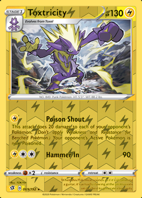 Toxtricity 069/192, Rebel Clash, Reverse Holo finish, representative matte composite