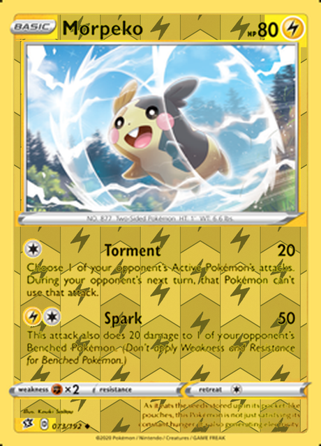 Morpeko 073/192, Rebel Clash, Reverse Holo finish, representative matte composite