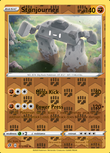 Stonjourner 111/192, Rebel Clash, Reverse Holo finish, representative matte composite
