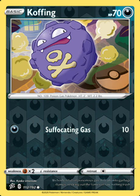 Koffing 112/192, Rebel Clash, Reverse Holo finish, representative matte composite