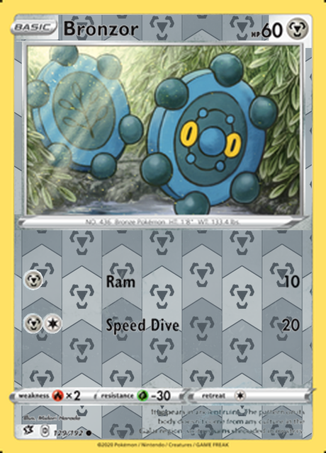 Bronzor 129/192, Rebel Clash, Reverse Holo finish, representative matte composite