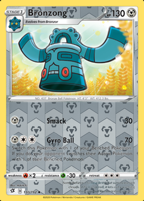 Bronzong 130/192, Rebel Clash, Reverse Holo finish, representative matte composite