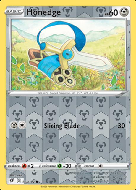 Honedge 133/192, Rebel Clash, Reverse Holo finish, representative matte composite