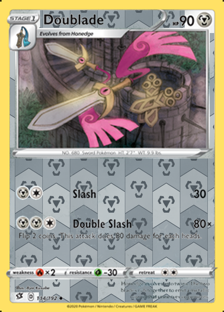 Doublade 134/192, Rebel Clash, Reverse Holo finish, representative matte composite