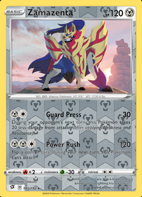 Zamazenta 140/192, Rebel Clash, Reverse Holo finish, representative matte composite