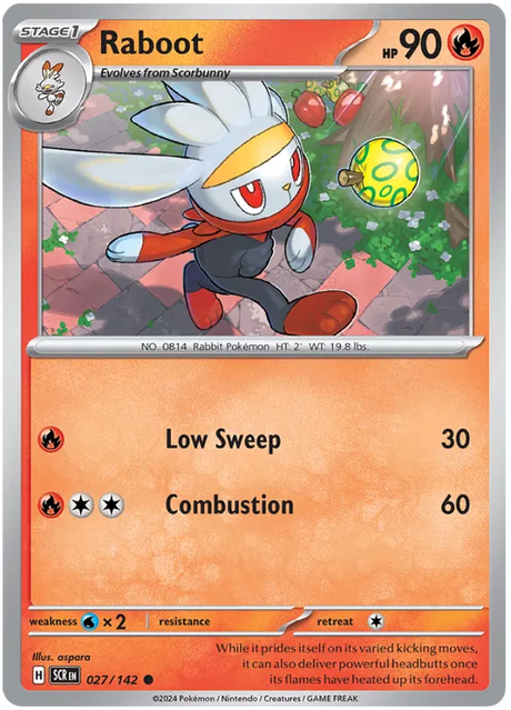 Raboot Stellar Crown Pokemon Single Card 027/142