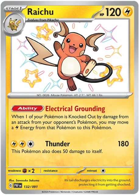 Raichu Paldean Fates Pokemon Card Single 132/091
