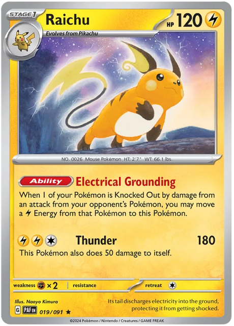 Raichu Paldean Fates Pokemon Card Single 019/091