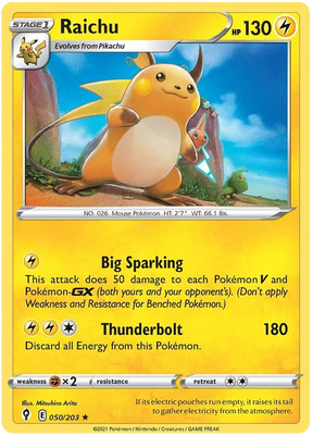 Raichu 050/203 - Pokemon TCG Evolving Skies card