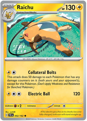 Raichu Temporal Forces Pokemon Single 052/162