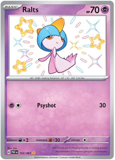 Ralts Paldean Fates Pokemon Card Single 153/091