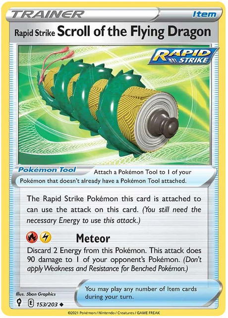 Rapid Strike Scroll of the Flying Dragon 153/203 - Pokemon TCG Evolving Skies card