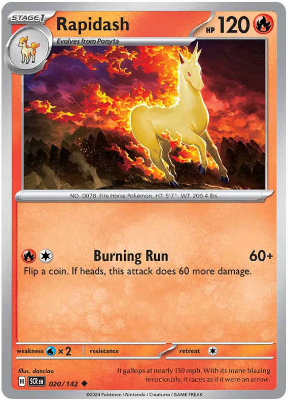 Rapidash Stellar Crown Pokemon Single Card 020/142