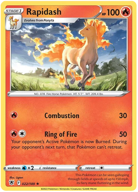 Rapidash Astral Radiance Pokemon Card Singles 022/189