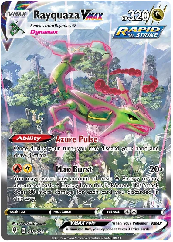 Rayquaza VMAX (Alternate Art Secret) 218/203 - Pokemon TCG Evolving Skies card